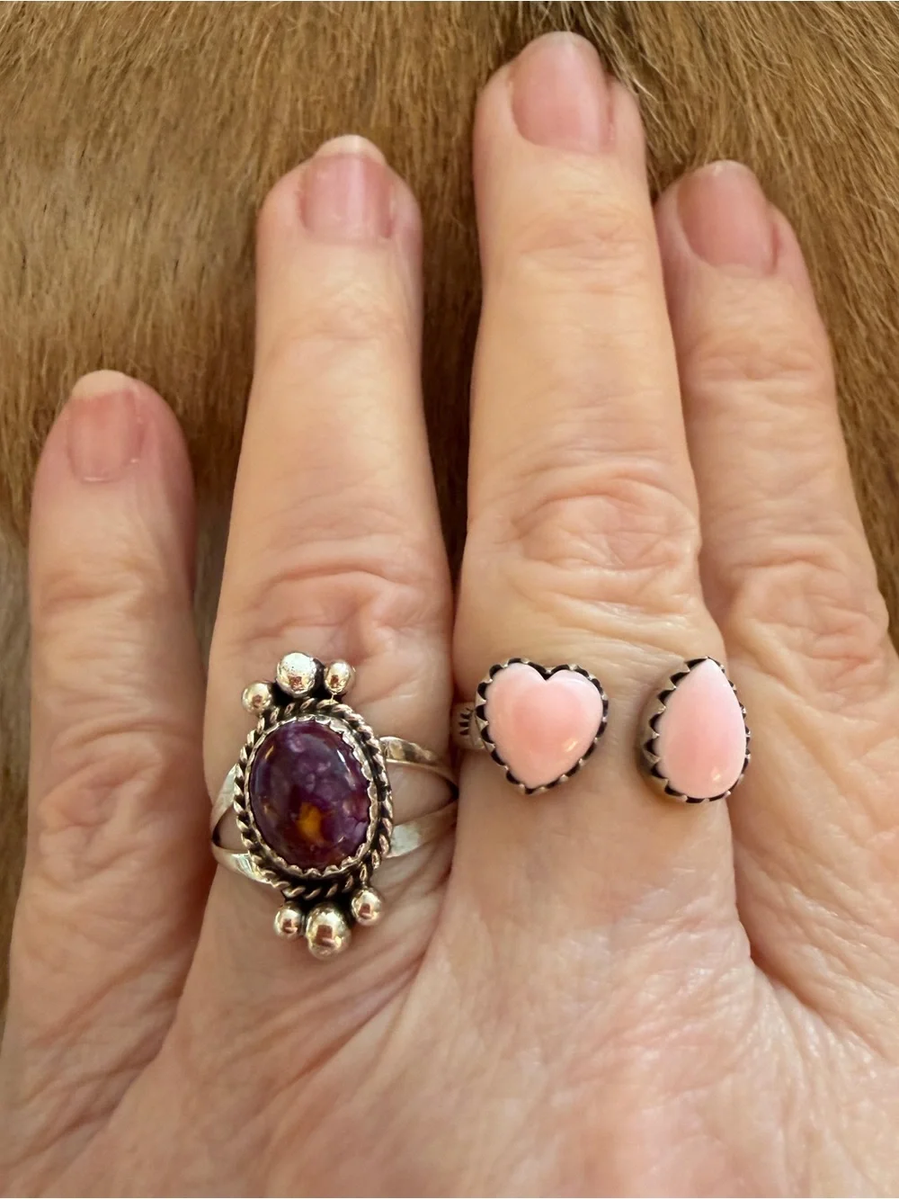 ❤️ Navajo Purple Spiny Oyster Sterling Silver Native American Size 7 Ring - Picture 4 of 15